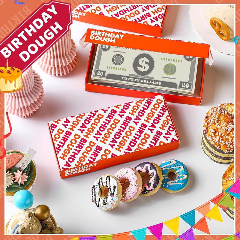 Gilprop 3 Pcs Happy Birthday Surprise Money Holder for Cash Gift Donut Money Gift Box Unique Funny Donut Box Part of a Pizza Is the Dough Cash Gifts for Women Men(Red) - Image 4